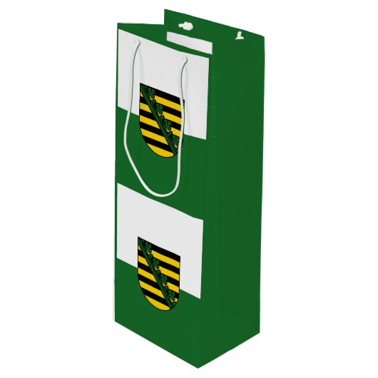 Flag of Saxony Wine Gift Bag Wijn Cadeautas (Voorkant Gekanteld)