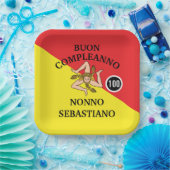 Flag of Sicily Buon Compleanno or Anniversario  Papieren Bordje (Feest)