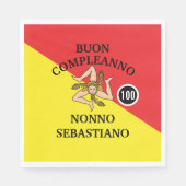 Flag of Sicily Buon Compleanno or Anniversario  Servet (Voorkant)