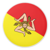 Flag of Sicily - Trinacria Medusa Red and Yellow Keramische Knop (Voorkant)