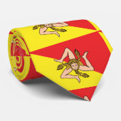 Flag of Sicily Trinacria Yellow & Red Stropdas (Opgerold)