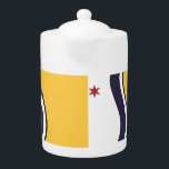 Flag of South Bend, Indiana Theepot<br><div class="desc">Teapot with a design with the flag of South Bend,  Indiana. A white,  blue,  and yellow flag with a red star</div>