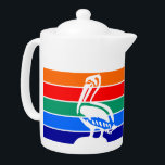 Flag of St. Petersburg, Florida Theepot<br><div class="desc">Teapot with a design with the flag of St. Petersburg,  Florida. A flag with orange,  red,  green,  blue,  and navy blue stripes with a symbol of white pelican</div>