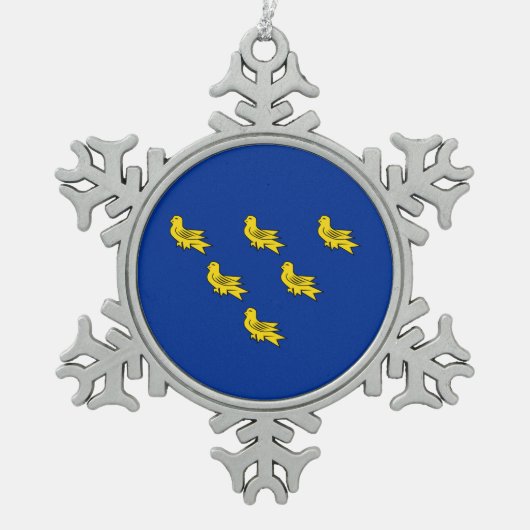 Flag of Sussex Snowflake Pewter Christmas Ornament (Voorkant)