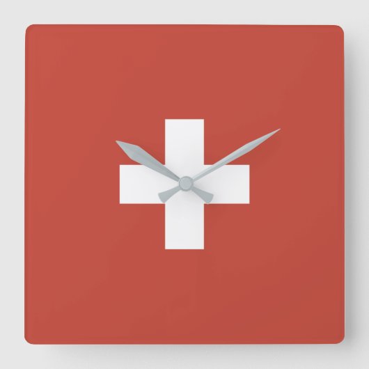 Flag of Switzerland – Schweiz – Suisse – Svizzera Vierkante Klok (Voorkant)