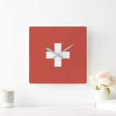 Flag of Switzerland – Schweiz – Suisse – Svizzera Vierkante Klok (Huis)