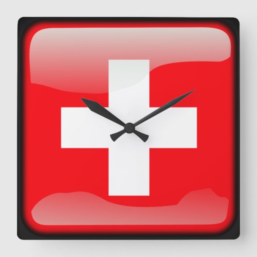 Flag of Switzerland Vierkante Klok (Voorkant)