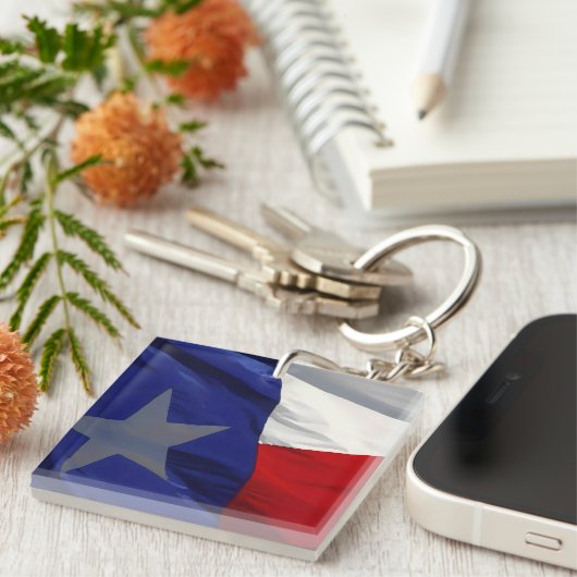 Flag of Texas Pop Art Sleutelhanger (Voorkant Rechts)