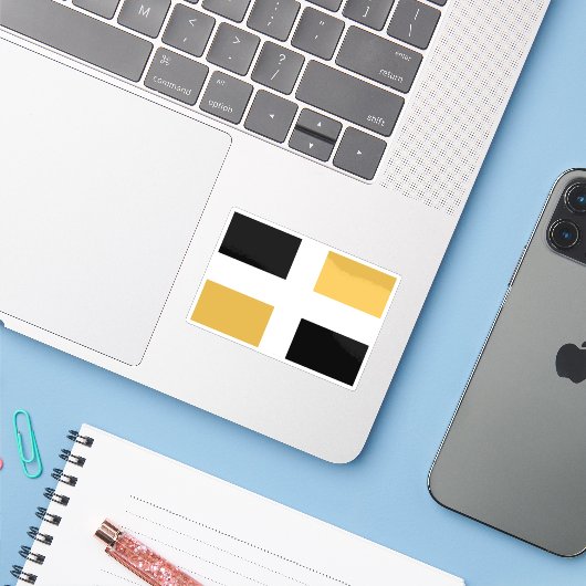 Flag of the city of Lévis, Quebec, Canada Sticker (Laptop met iPhone)