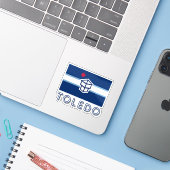Flag of Toledo, Ohio Sticker (Laptop met iPhone)