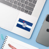 Flag of Toledo, Ohio, USA Sticker (Laptop met iPhone)