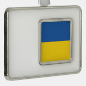 Flag of Ukraine Button Verzilverd Omlijst Ornament (Rechts)