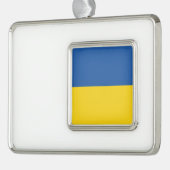 Flag of Ukraine Button Verzilverd Omlijst Ornament (Links)