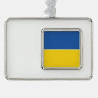 Flag of Ukraine Button Verzilverd Omlijst Ornament