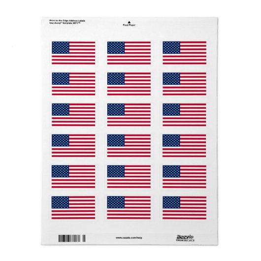Flag of United States custom-cut  Etiket (Full Sheet)