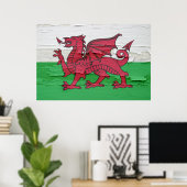 Flag of Wales Weathered Paint Poster (Thuiskantoor)
