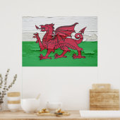 Flag of Wales Weathered Paint Poster (Keuken)