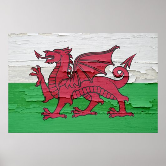 Flag of Wales Weathered Paint Poster (Voorkant)