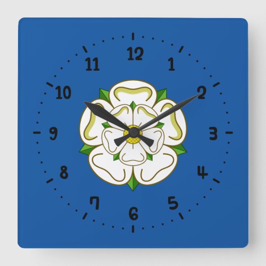 Flag of Yorkshire Square Wall Clock Vierkante Klok (Voorkant)