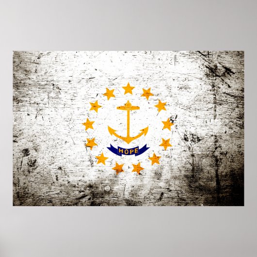 Flag op Black Grunge Rhode Island Poster (Voorkant)