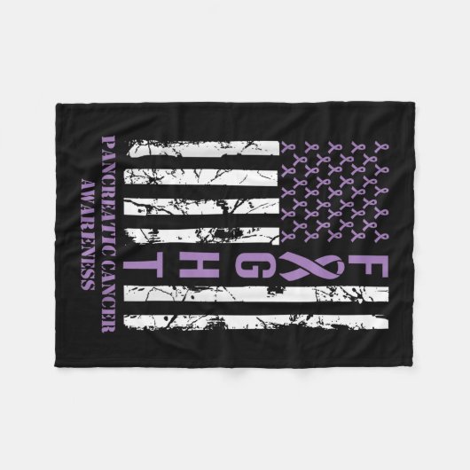 Flag Paarse lintondersteuning pancreaskanker Fleece Deken (Voorkant (Horizontaal))