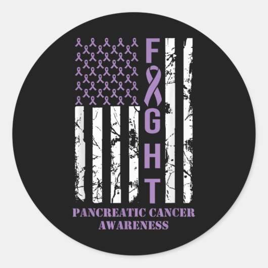 Flag Paarse lintondersteuning pancreaskanker Ronde Sticker (Voorkant)