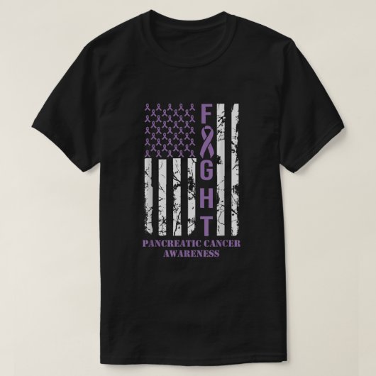 Flag Paarse lintondersteuning pancreaskanker T-shirt (Design voorkant)