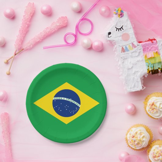 Flag patriottisch Brazilië Papieren Bordje (Feest)