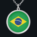 Flag patriottisch Brazilië Zilver Vergulden Ketting<br><div class="desc">De nationale vlag van Brazilië.</div>