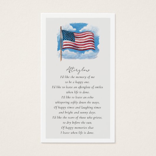 Flag Photo Funeral Favoriete Memorial Kaart (Voorkant)