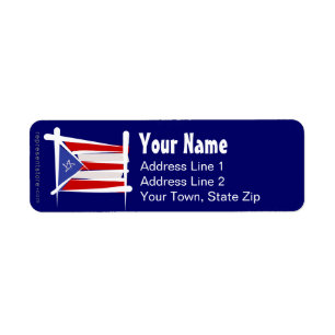 Flag Puerto Rico Brush Etiket