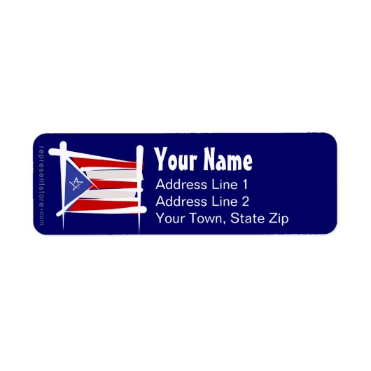 Flag Puerto Rico Brush Etiket (Voorkant)