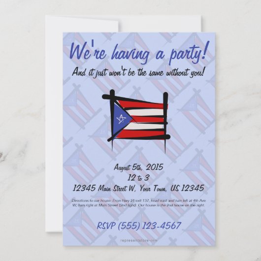 Flag Puerto Rico Brush Kaart (Achterkant)