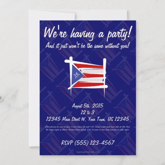 Flag Puerto Rico Brush Kaart (Achterkant)