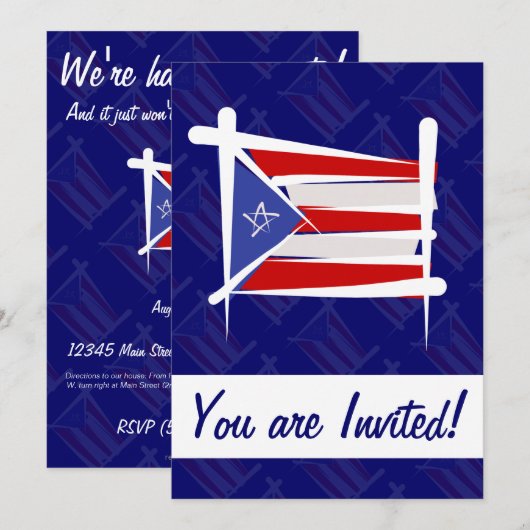 Flag Puerto Rico Brush Kaart (Voorkant / Achterkant)