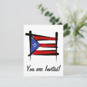 Flag Puerto Rico Brush Kaart (Staand voorkant)