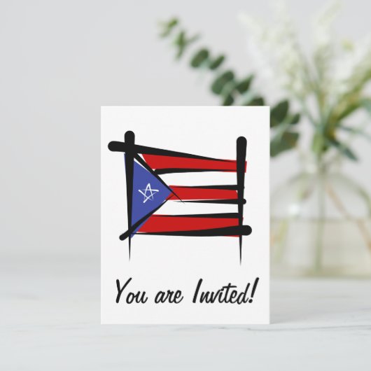 Flag Puerto Rico Brush Kaart (Staand voorkant)