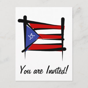 Flag Puerto Rico Brush Kaart