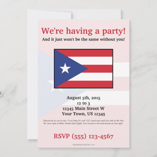 Flag Puerto Rico Plain Kaart (Achterkant)