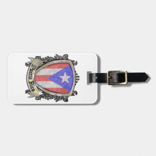 Flag Puerto Rico - Shield Crest Bagagelabel (Voorkant horizontaal)