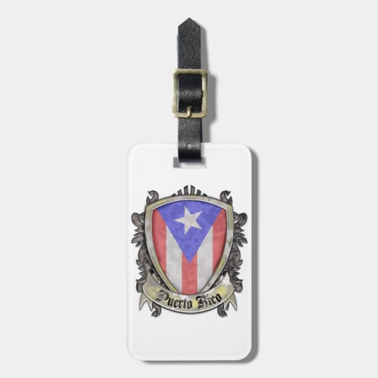 Flag Puerto Rico - Shield Crest Bagagelabel (Voorkant verticaal)