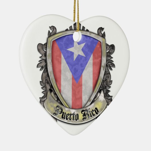 Flag Puerto Rico - Shield Crest Keramisch Ornament (Rechts)