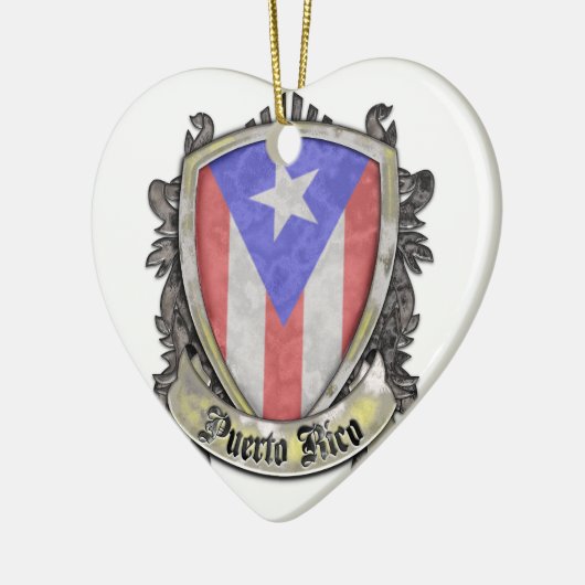 Flag Puerto Rico - Shield Crest Keramisch Ornament (Links)