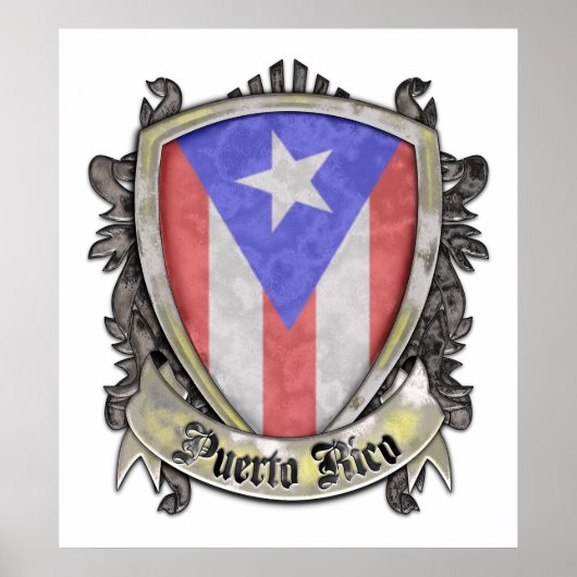 Flag Puerto Rico - Shield Crest Poster (Voorkant)