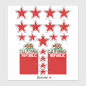 Flag Red Star Design van de staat KLIFORNIË Sticker (Vel)