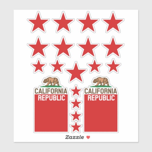 Flag Red Star Design van de staat KLIFORNIË Sticker (Vel)