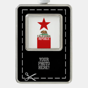 Flag Red Star Design van de staat KLIFORNIË Verzilverd Omlijst Ornament