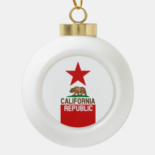 Flag Red Star van de staat KLIFORNIË Keramische Bal Ornament