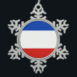 Flag Schleswig-Holstein Snowflake Pewter Christmas Tin Sneeuwvlok Ornament<br><div class="desc">Snowflake Ornament with flag of Schleswig-Holstein; design with horizontal tricolor of red,  white and blue</div>