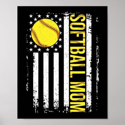 Flag Softbal Team Softbal Moeder Moederdag Vrouwen Poster (Voorkant)